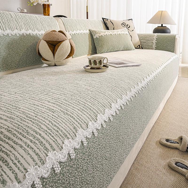 Chenille Non-Slip Sofa Cushion: Dirt & Cat Scratch Resistant, Minimalist Light Luxury, All-Season Universal Cover.