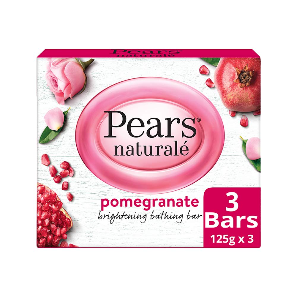 Pears Natural Pomegranate Brightening Bathing Soap Bar, 125 g (Pack of 4)