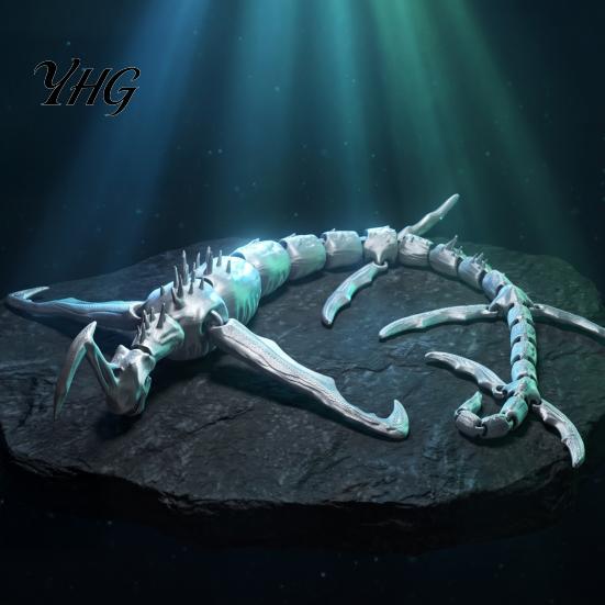 Posable Desktop Ornament 3D Printed Sea Monster Toy, Multi-Joint Articulated Figure, Flexible Mythical Deep Creature PLA Material Decor Fidget