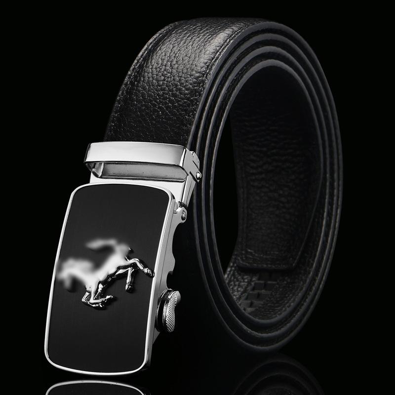 Open Edge Cowhide Belt Men's Real Cowhide Business and Casual Automatic Buckle Belt