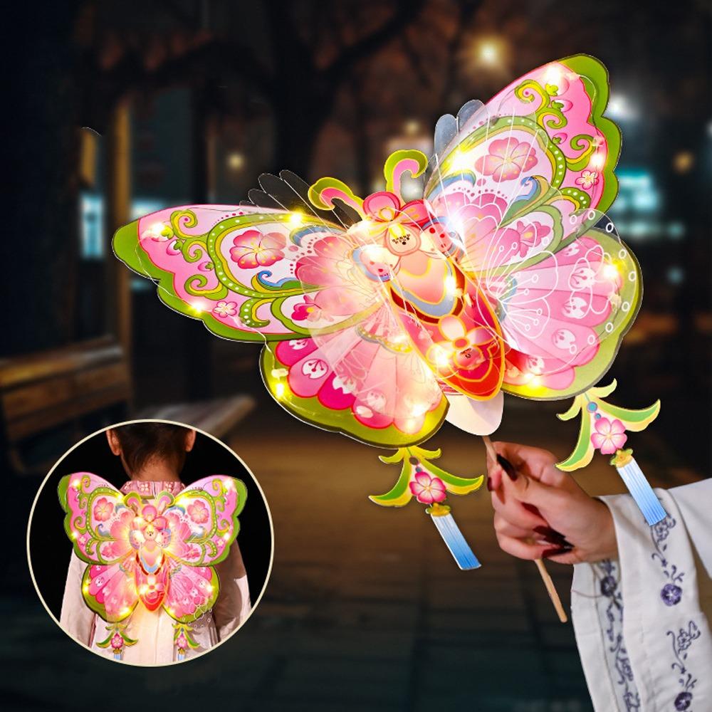 Unfinished Portable Lantern Cartoon Antique Lantern Butterfly Wing Lantern  Educational Toy