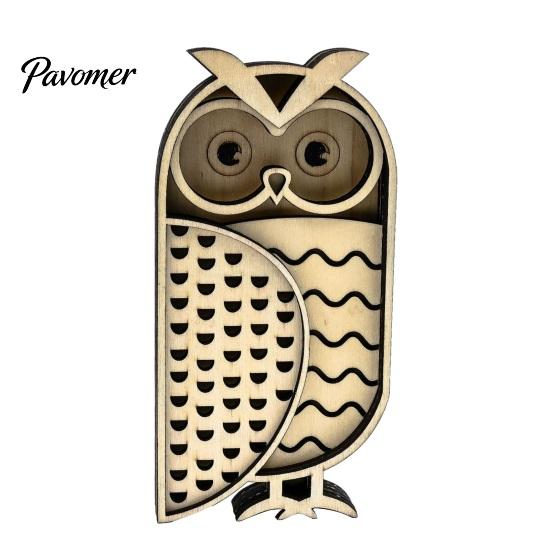 Handcrafted Wood Owl Figurines Multi Layer Wooden Figurine, 3D Layered Crafts, Creative Detailed Desk Ornaments Carving Animal for Home Bedroom Living