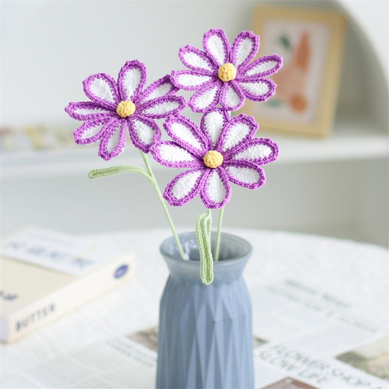 Handmade Woven Yarn Knitted Faux Flower Bouquet