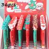 36pcs Christmas Neutral Pen, Press Pen, Holiday Gift Pen, Student Practice Pen, Cartoon Design Pen, Black Signature Pen