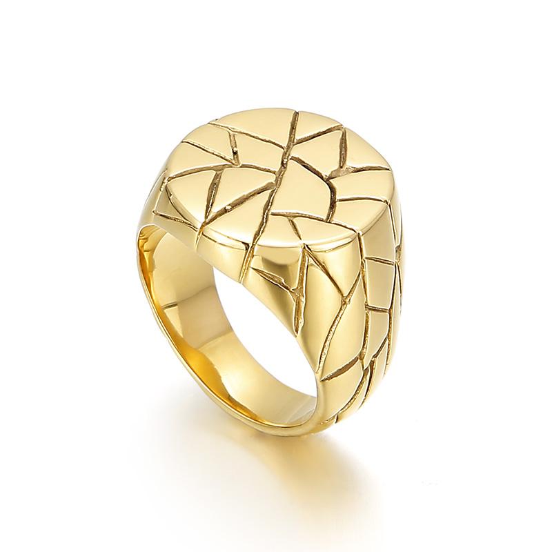 20mm Round Texture Trend Nordic Style Men's Stainless Steel Ring Stone Patterned Party Accessories Chunky Anillos Jewelry