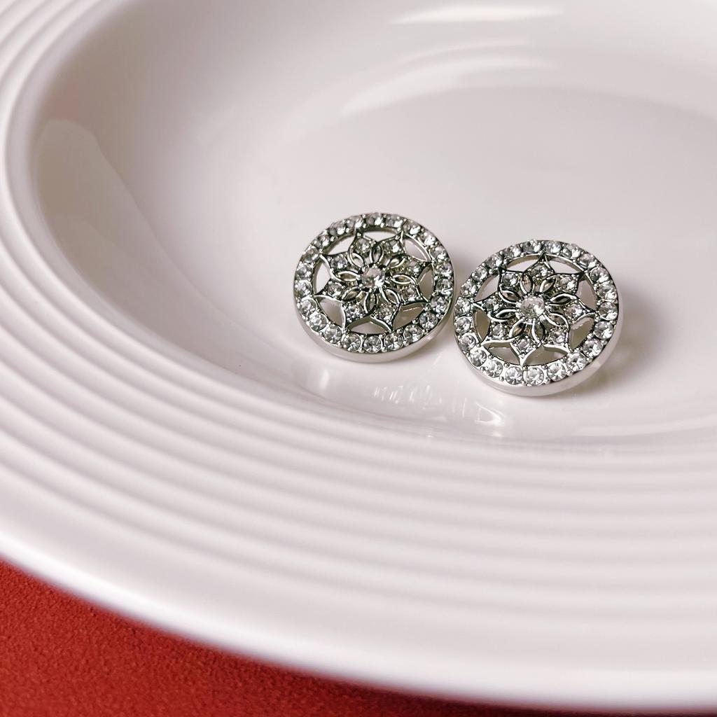 10pcs Diamond Inlaid Flower Metal Button Sewing Scrapbooking Clothing Leather Bag DIY Craft Sweater Decorative Button 20MM
