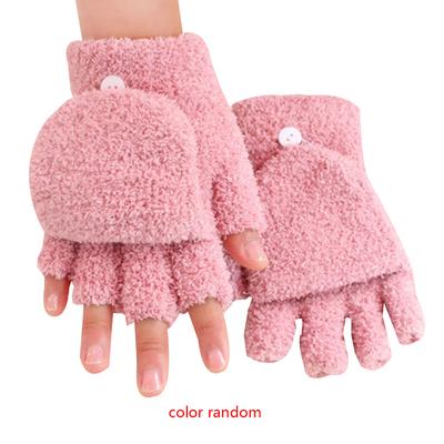 1Pair Women Men Soft Coral Fleece Gloves Half Finger Mittens Winter Warm Gifts