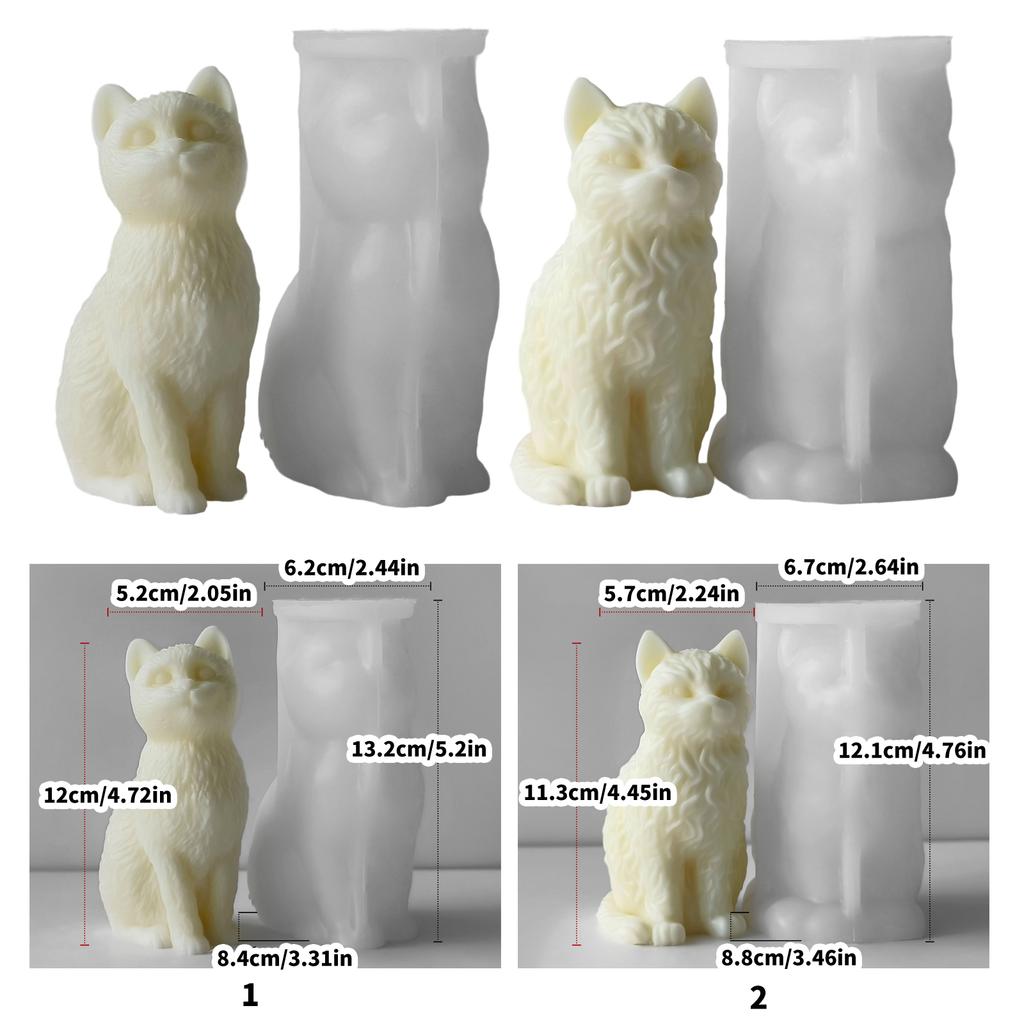 Easy to Clean Silicone Candle Mold Soap Moulds Sitting Cat Shape Resin Project Moulds Silicone Texture for Candle