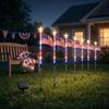 8 Pack Solar American Flag Stake Lights With 8 Modes - Patriotic Red Blue LED Outdoor Yard Garden Decorations For 4th