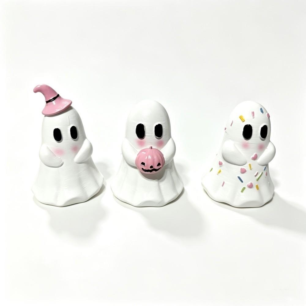 Pumpkin Witch Hat Bow Halloween Ornaments Cute Tabletop Decoration Resin Ghost Statue  Halloween