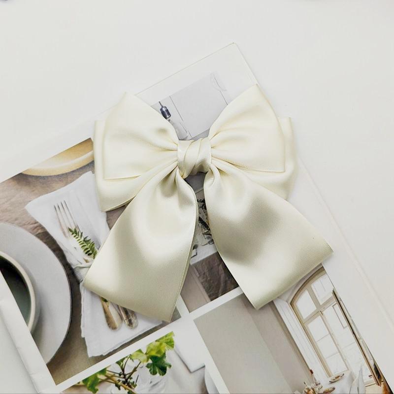 Solid Color Bow Ribbon Hair Clip  Women Bowknot Barrettes Women Ponytail Clip Headband Girls Hair Accessories Gift