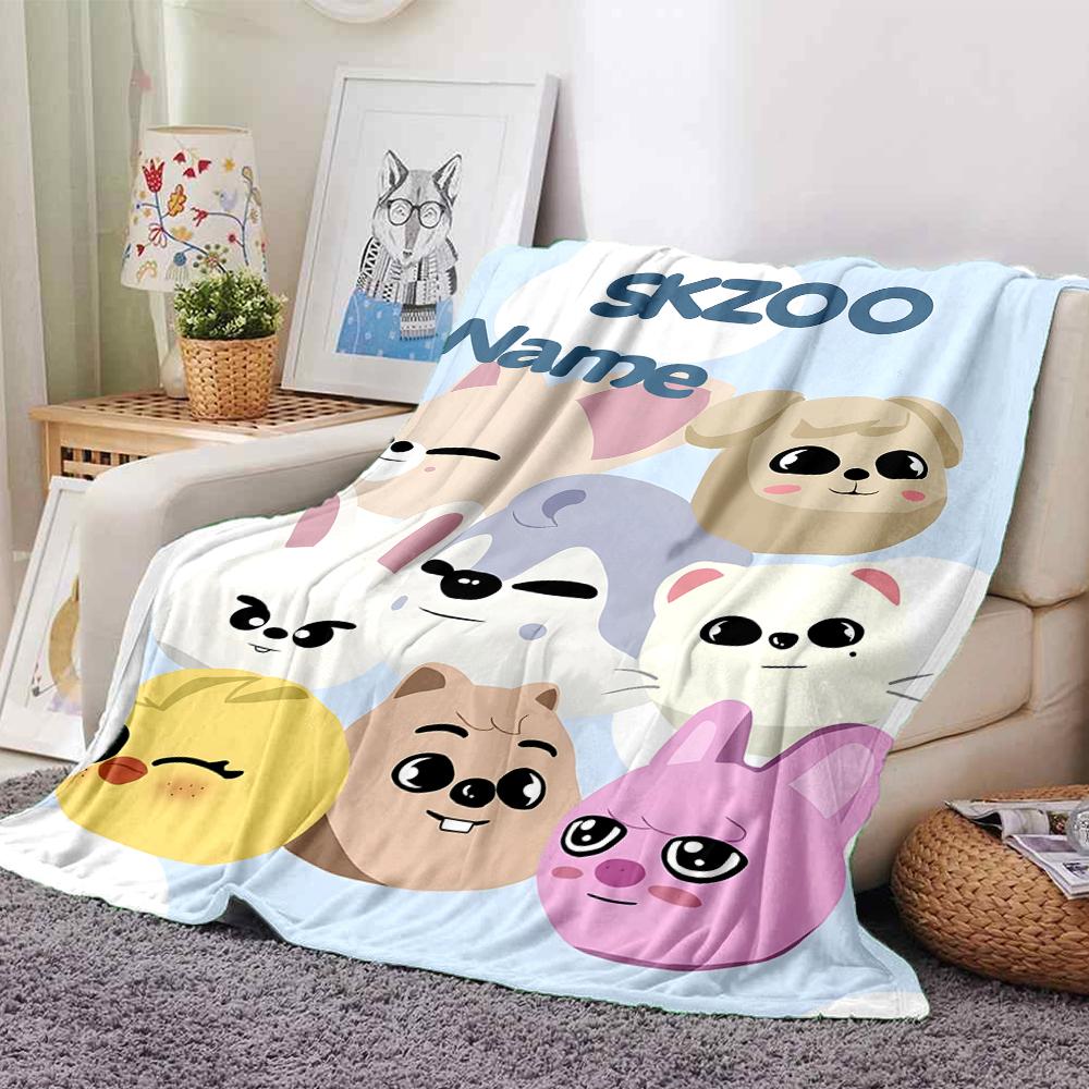 Custom Name Animal Friends Together Party Blanket For Couch Bed Plush Cozy Fuzzy Blanket Super Soft Warm Blankets For Fall And Winter 091641