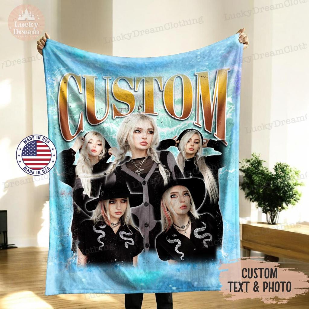 Blanket Custom Bootleg Rap, Photo Blanket, Custom Your Girlfriend Boyfriend Vintage Graphic 90s Blanket, CUSTOM Your Own Bootleg Idea Here