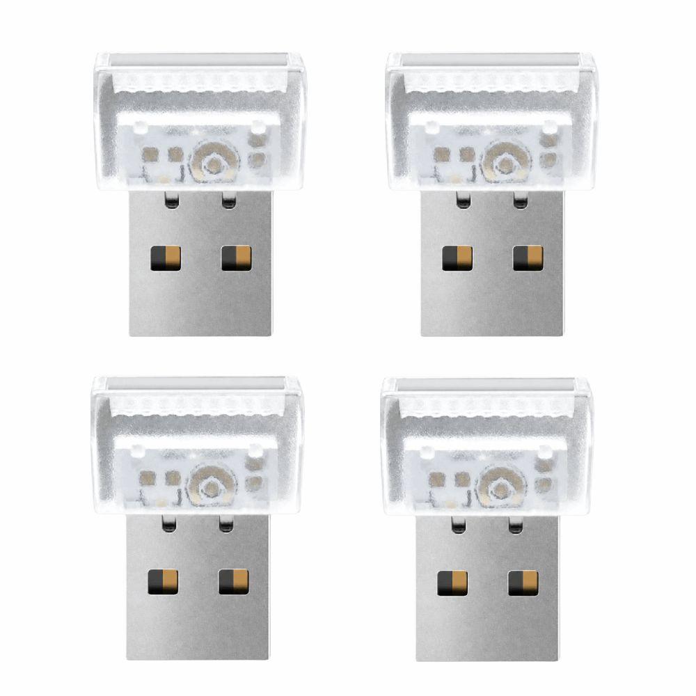 4 PCS Portable LED Night Light Mini Car Atmosphere Light Modern Universal USB Light  Bedroom Blue Light