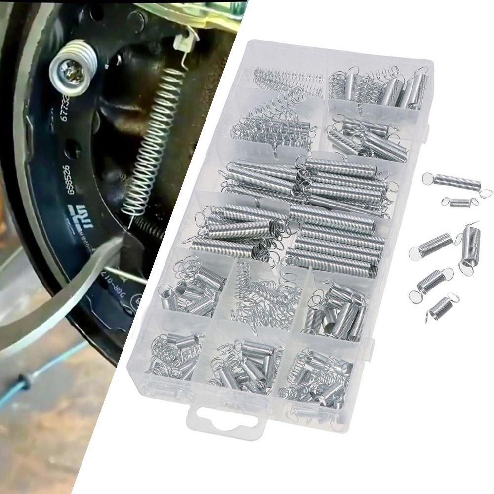 200PCS Mixed Size Compression Spring Kit Stainless Steel Repair Tool Extension and Compression Springs Kit Silver Boxed