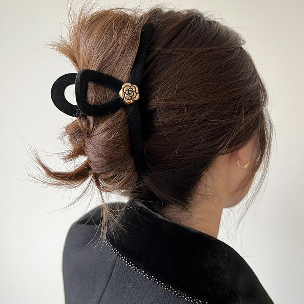 Camellia Flower Double-sided Plush Hair Clip