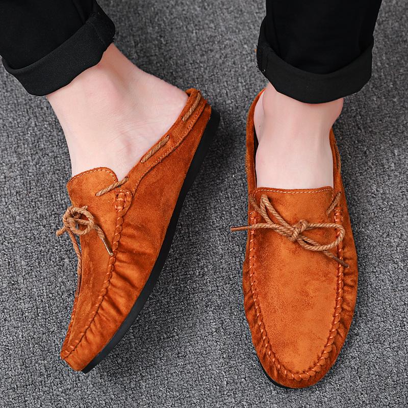 Fashion Summer Half Shoes For Men Dress Shoes Mules Man Slides Leather Casual Shoes Backless Loafers Slippers Flats Sandals 2025