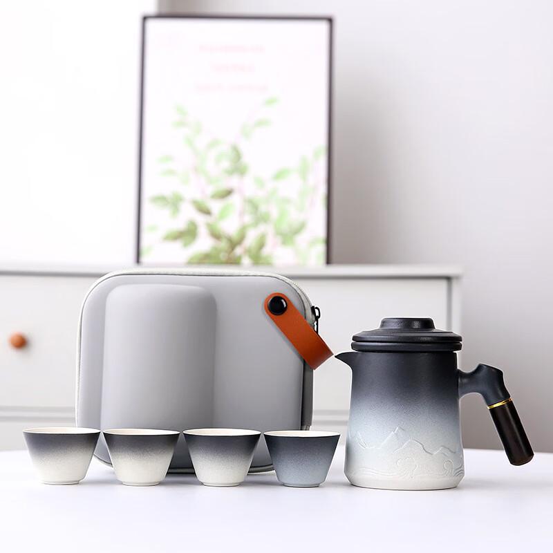 Li Lang Portable Gradient Black Pottery Travel Tea Set