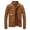 Spring and Autumn Casual Men's Leather Jacket, Splicing Locomotive Retro Fashion Leather Jacket Men's Jacket