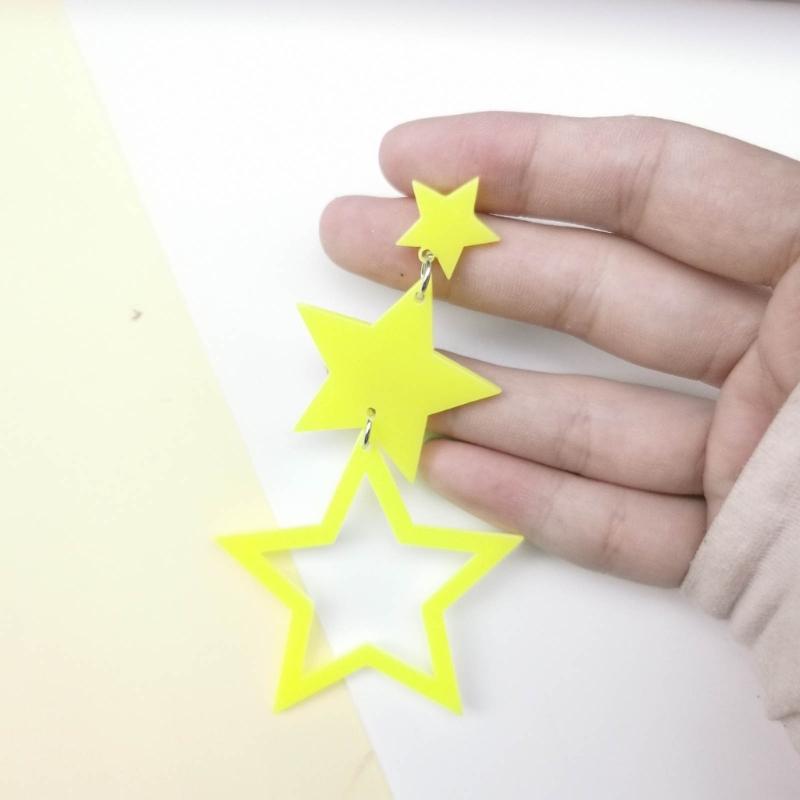 Star Earrings for Women Neon Color Hollow Star Dangle Earrings Sparkle-Star Drop Earrings Jewelry Gift Valentines Day