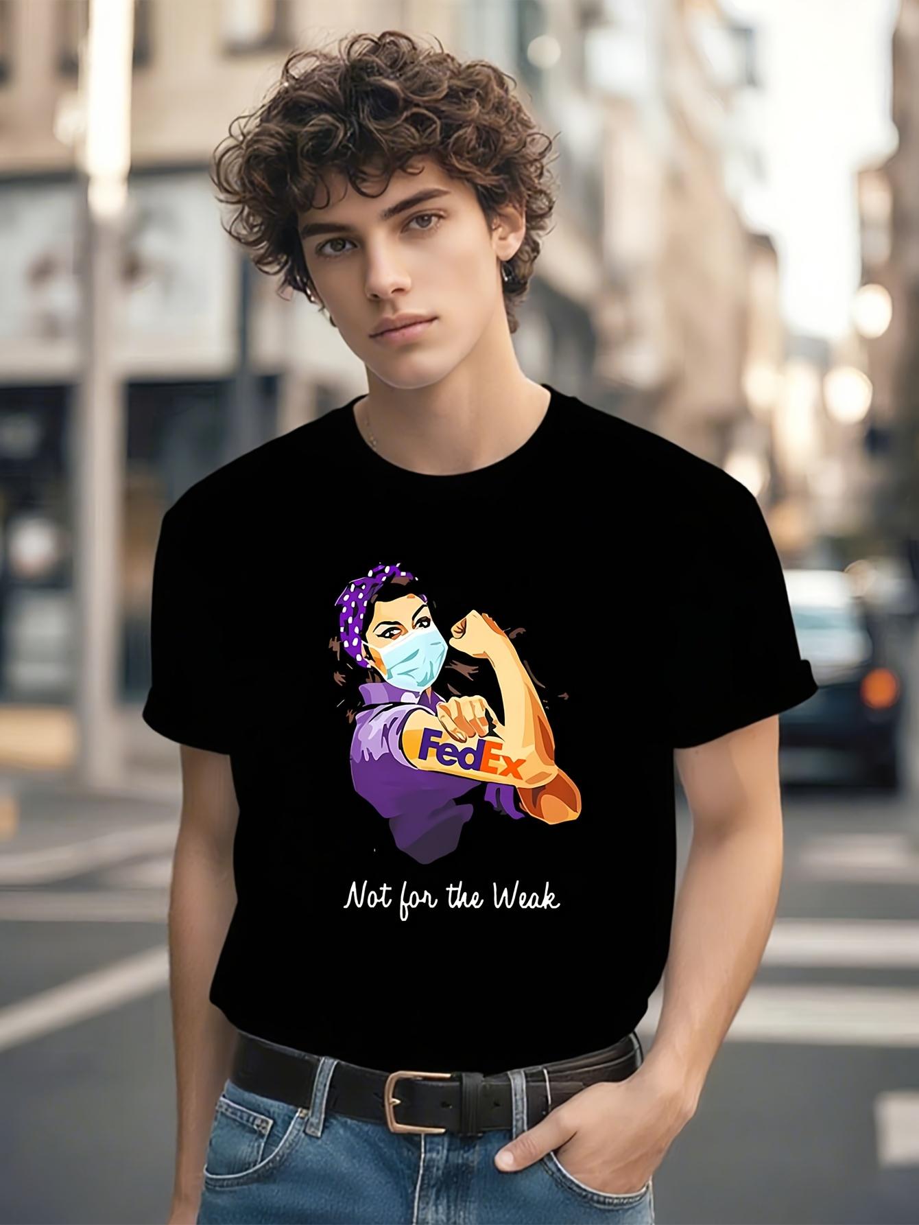 Fedex Not for The Weak Graphic T-shirt - Black with Yellow FedEx Logo & Slogan Print XXL