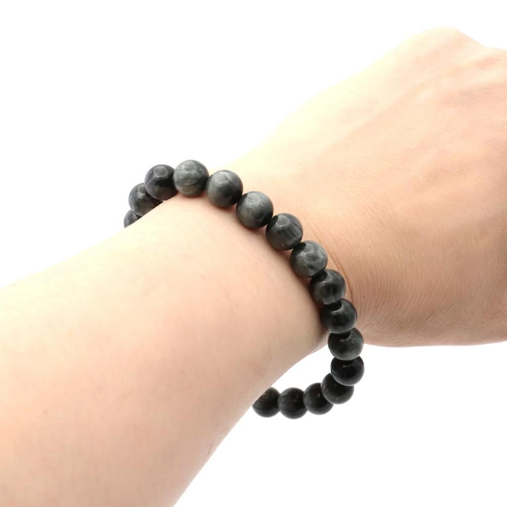 [GOLD STONE] Eagle Eye Gray Tiger Eye Bracelet, 8mm, Cat's Eye, Natural Stone, Inner Circumference: Approx. 21cm