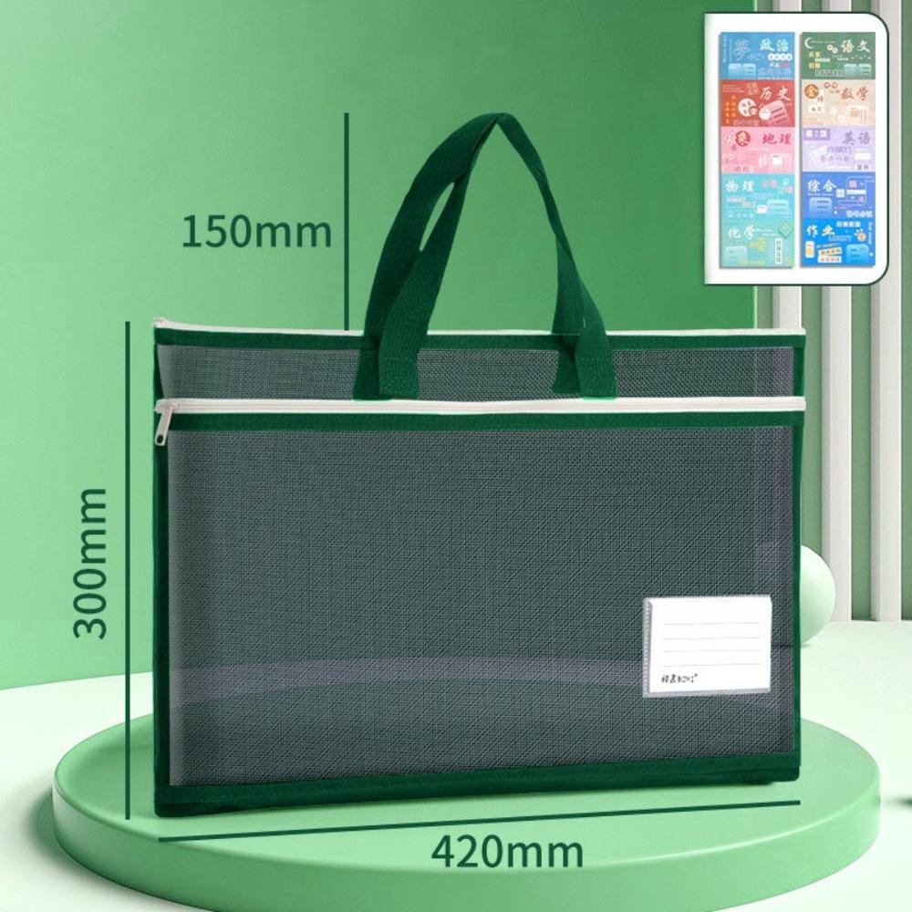 A3 Large Capacity Mesh Art Bag Large 8k Sketch Drawing Album A4 Test Paper Bag Zip Handbag Shoulder Bag Nylon Mesh School