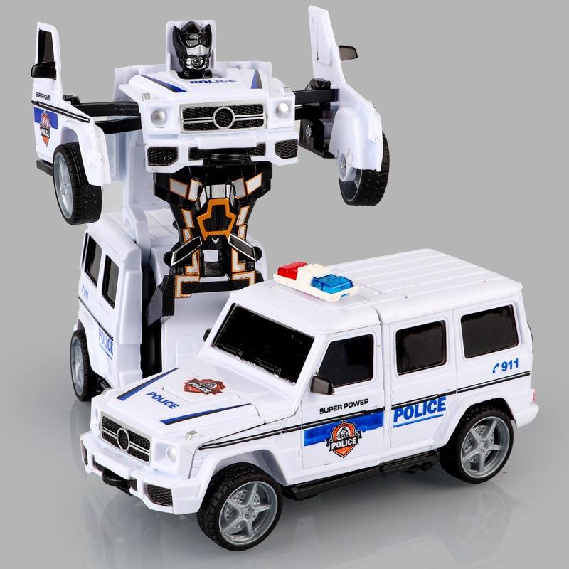 2 In 1 One-key Deformation Car Toys Automatic Transform Robot Plastic Model Collision Transforming Funny Diecasts Toy Kids Gifts