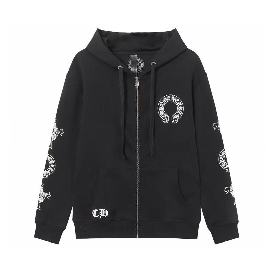 851 CHROME HEARTS 2025 Autumn and Winter New Plus Size Classic Style Logo Zipper Hooded Sweatshirt, Suitable for Couples To Wear