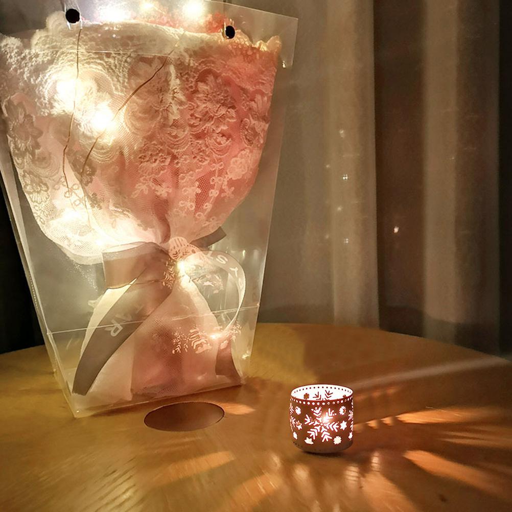 Shop Window Decoration Iron Holder Christmas Decorations Candlestick Hollow Holders Retro Style
