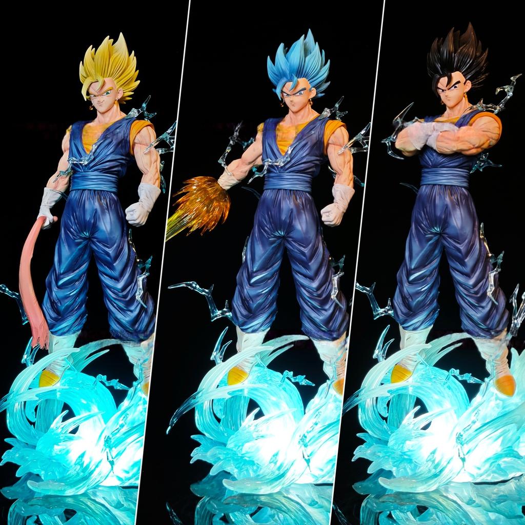 Hb Jt 38Cm/14.96Inch Dragon Ball Z Vegetto Figure 3 Heads Replace Super Saiyan Action Figures Collection Model Statue Toys Gifts