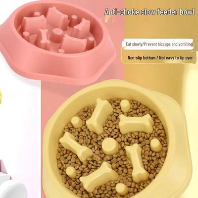Non-Slip Double Bowl Slow Feeder for Small Dogs and Cats, Anti-Choke Design