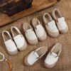 Rustic Chiffon Linen Old Beijing Cloth Shoes for Women, Student Canvas Shoes, Breathable Fisherman Half Slippers, Slip-On Style