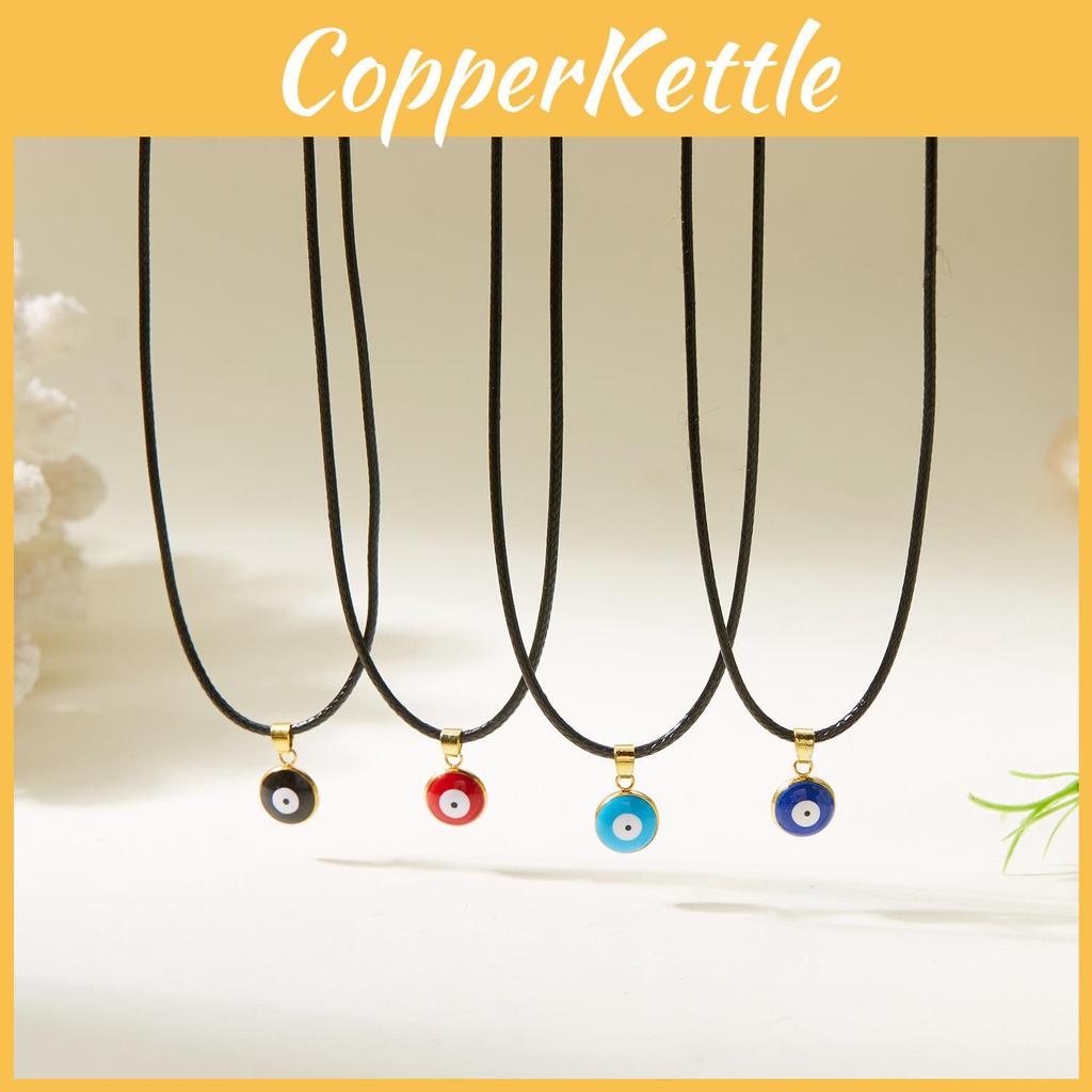 Stylish Eye Charm Necklace With Leather Strap For Office Wear