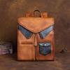 Johnature Mochila Vintage de cuero genuino para mujer, bolso de viaje de gran capacidad para ocio, Cuero de vaca Real, mochilas creativas