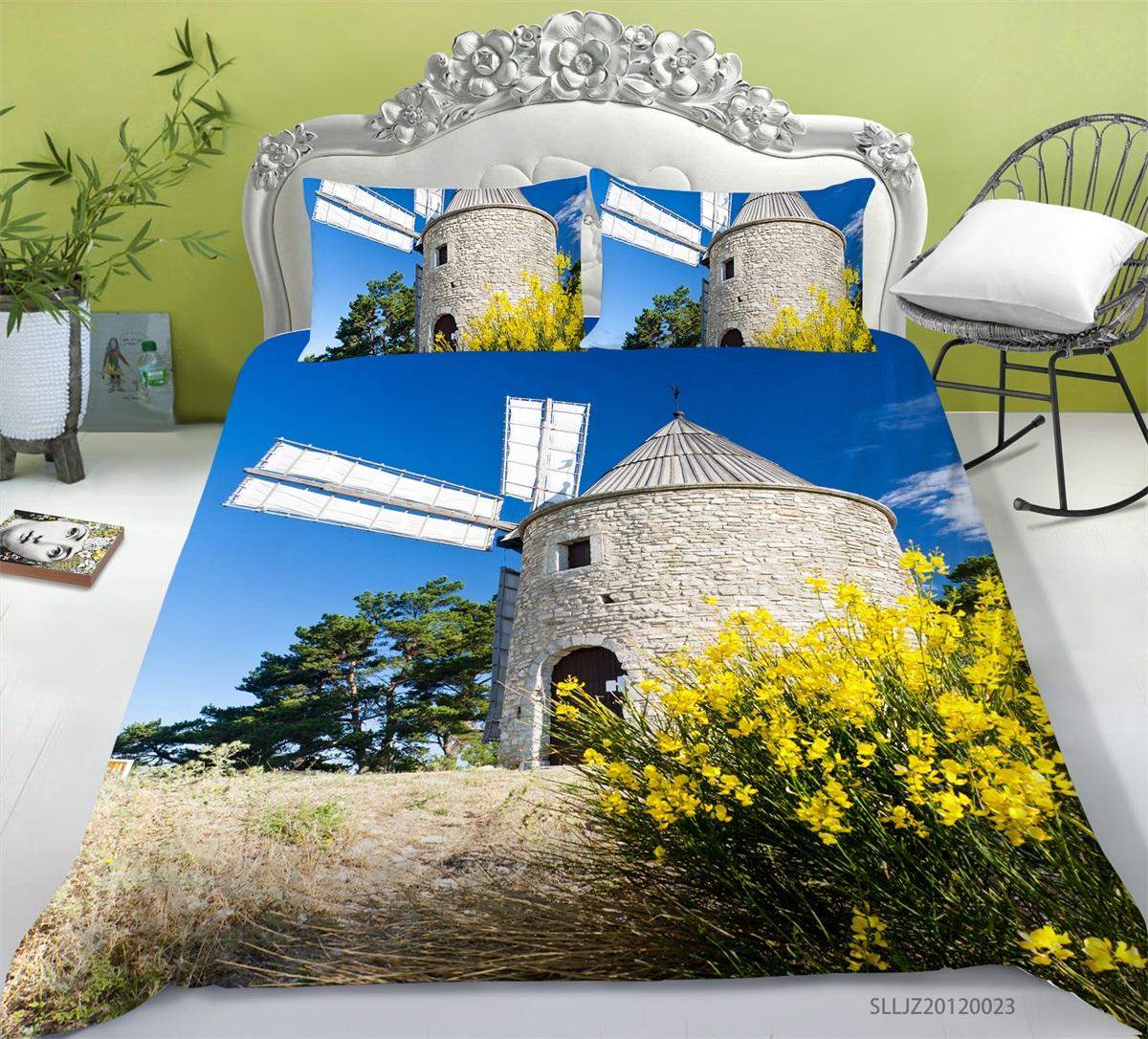 

3D Microfiber Bedding Single Double Bed Full Size Building Landscape Printed Pillowcase and Quilt Cover 2/3 Comfortable Household Bedding gift EU Single 135x200cm