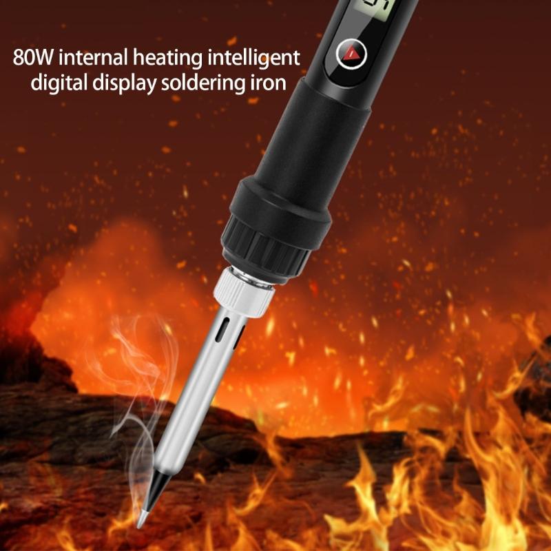 Adjustable Temperature Soldering Iron Digital Display 80W Accuracy Tool Rapid Heating For DIY And Professional Use