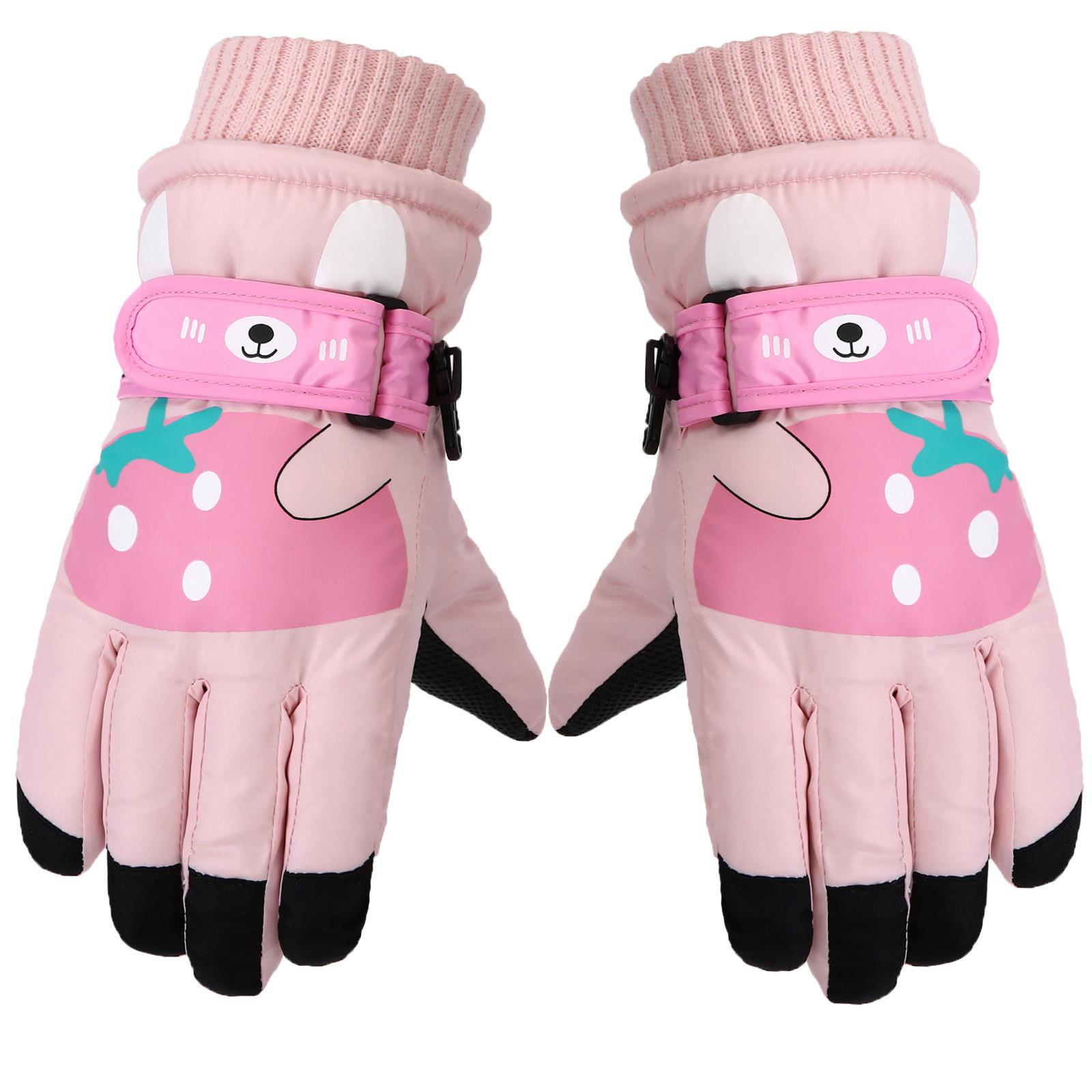 

Детские лыжные перчатки мультяшные милые зимние для улицы лыжные велосипедные теплые и износостойкие One Size розовый