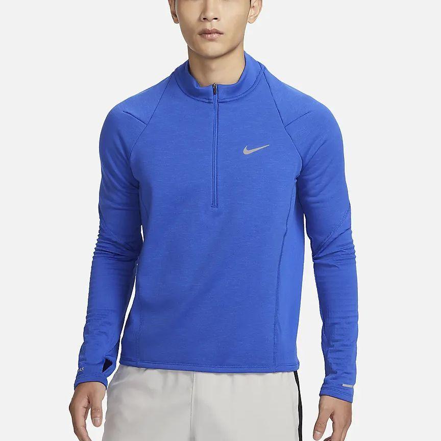 Nike Elemental Solid Half-Zip Waterproof Long-Sleeve T-Shirt Men Tops Game-Royal-Blue FB8565-480
