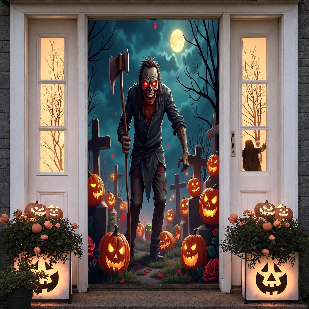 Party Decoration Full Moon Scene Scary Decor Spooky Banner Spooky Theme Horror Decoration For Spooky Celebration Halloween Party