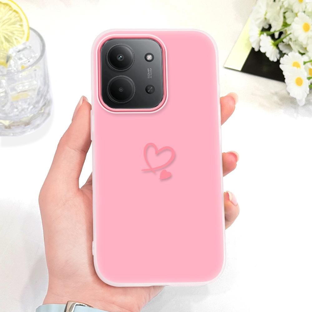 

Simple Love Heart Phone Case For Xiaomi Redmi 15C 15 14C 13 13C 12 12C 10 9 9A 9C 9T A5 A3 A2 A1 4G 5G Candy Colored Cover Redmi 13C 4G розовый