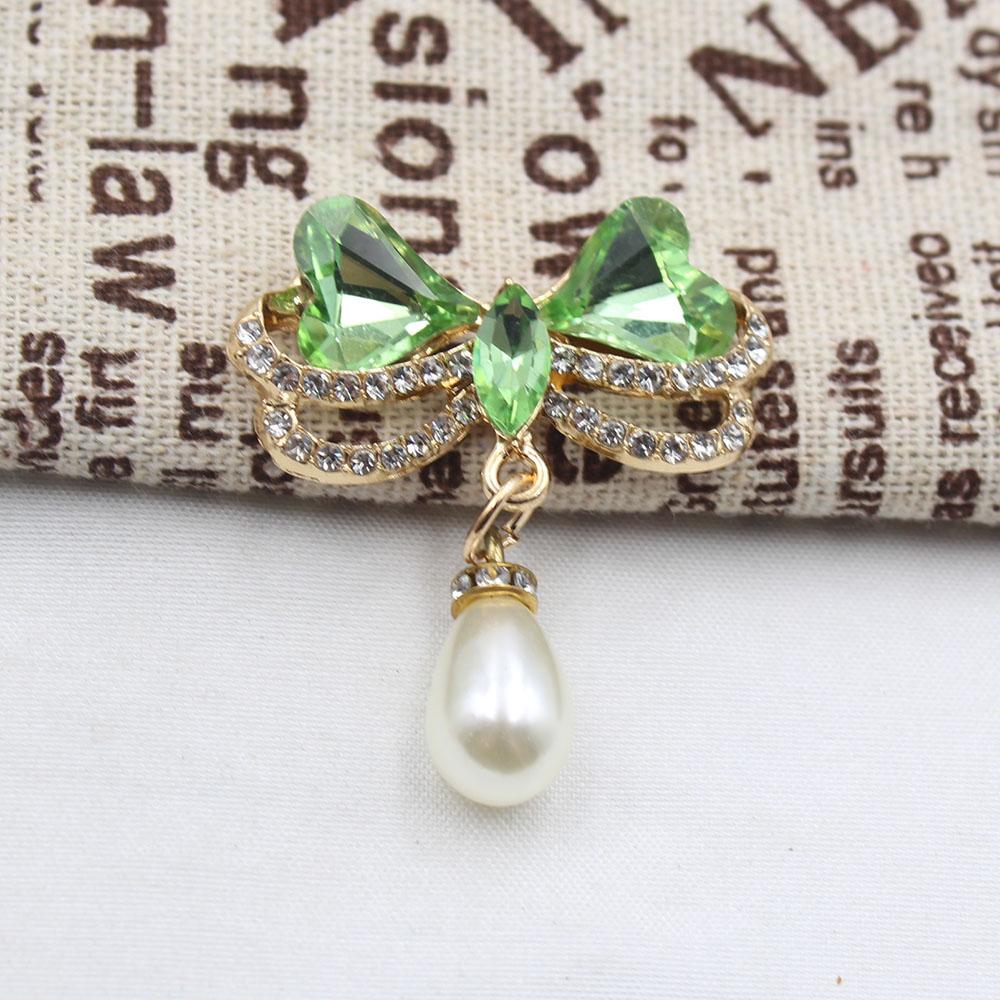 2 Pieces of 35 * 45mm Alloy Rhinestone Glass Bow Pearl Pendant DIY Wine Glass Decoration Clothing Hair Accessories
