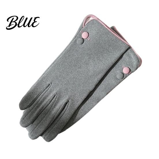 Button Wrist Gloves And Warm Weather Touch Women Cold Winter for Screen Soft Velvet Windproof