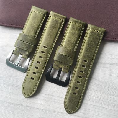 Qualidade superior 24mm grama verde vintage retro itália pulseira de couro genuíno substituir para panerai pulseira relógio pam