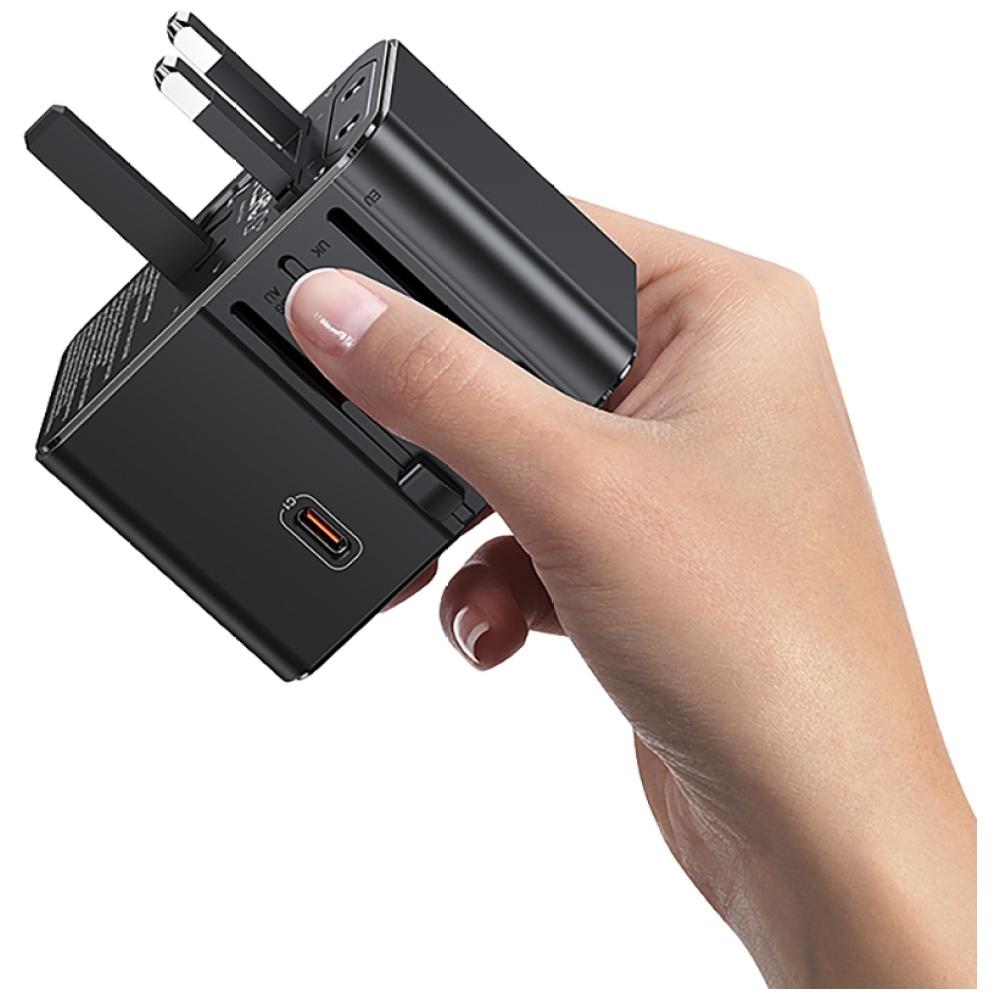 Ładowarka Sieciowa Usams Travel Adapter  Cc310 3Xusb-C 70W 4W1 Us/Au/Eu/Uk Czarny