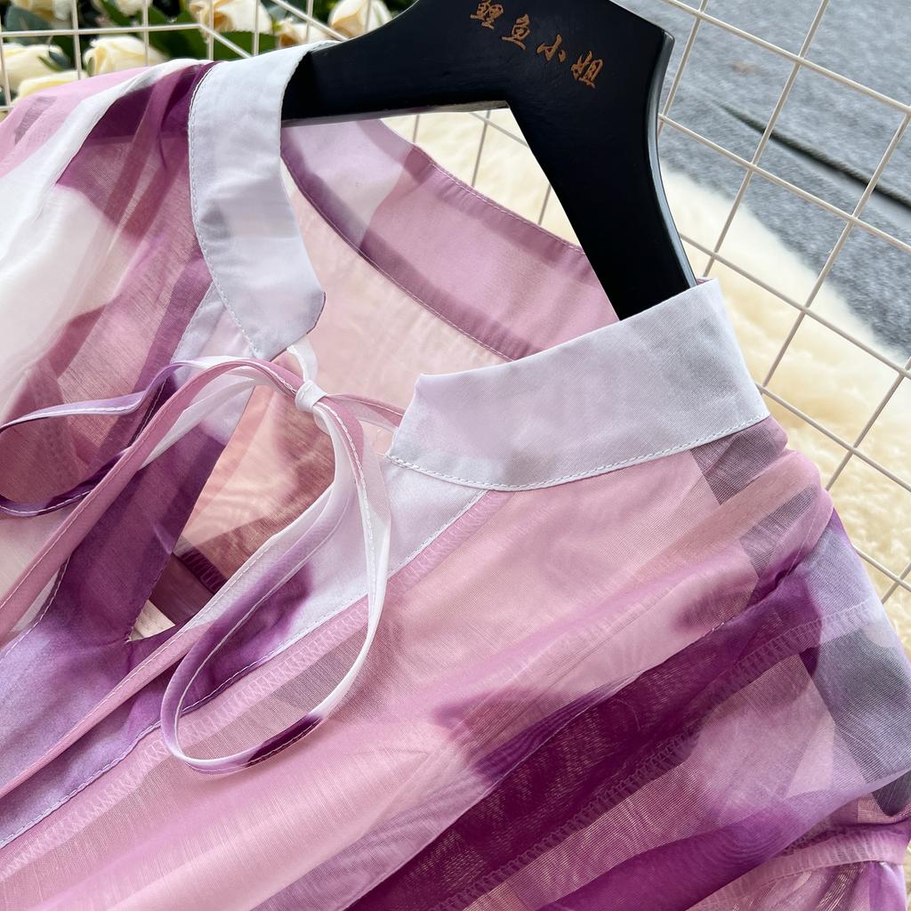 Sexy Long Sleeve Mesh Sweet Print Dress Chic Vintage Evening Party Club  Women Chic Summer Beach Long Dresses