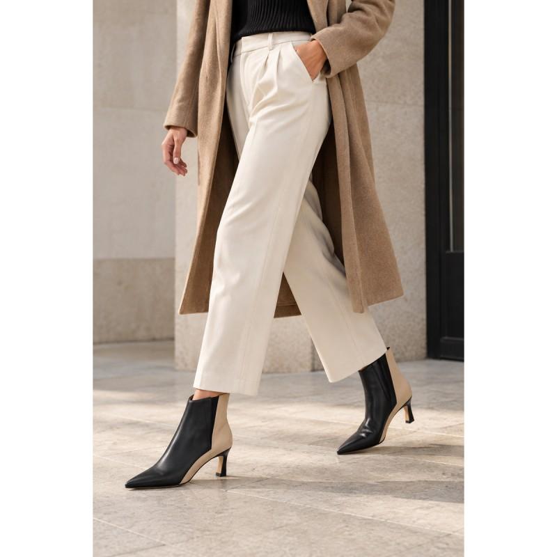 Botín Negro Bicolor Tacón Fino Elástico Montevita Jerezna 105399