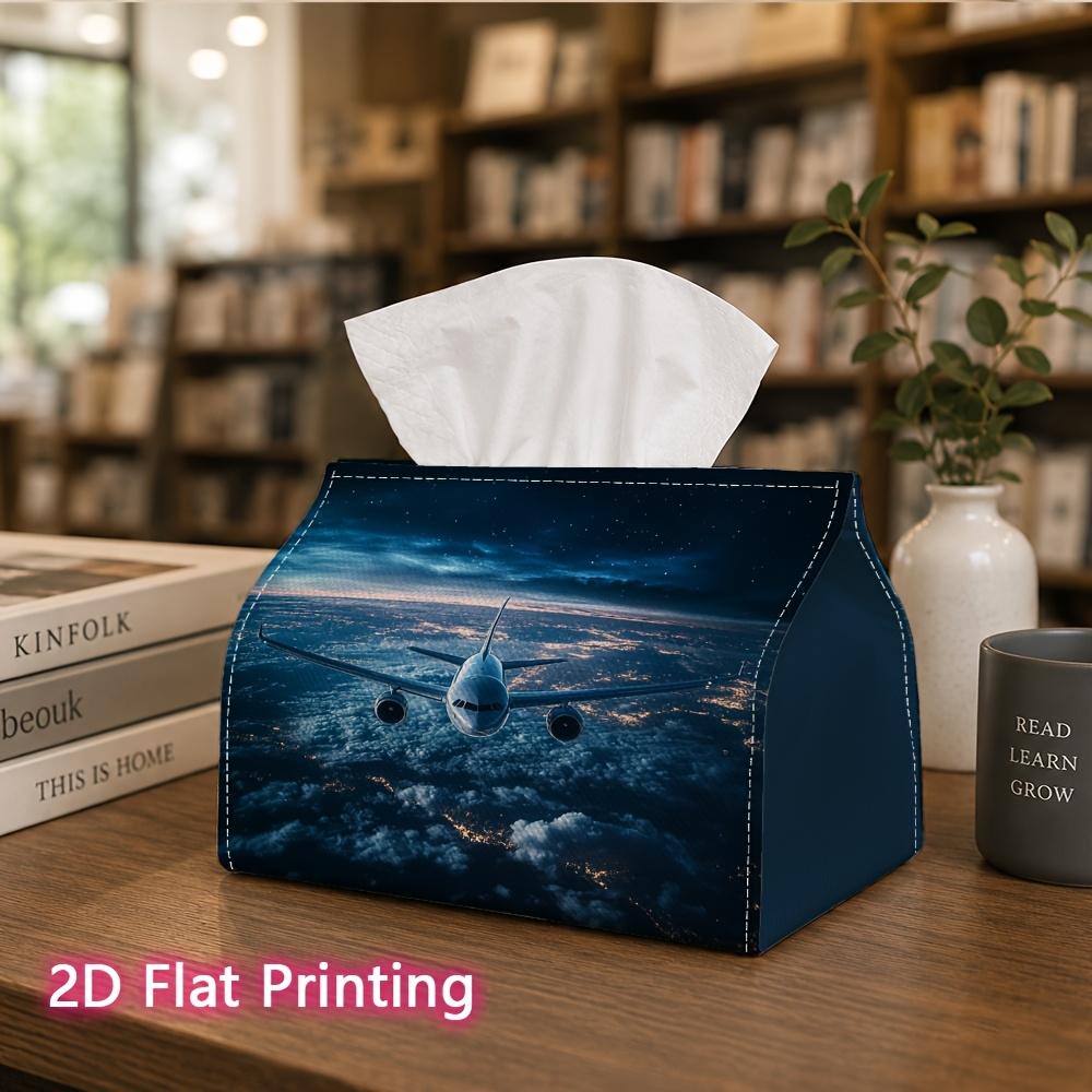 1pc, 2D Flat Printing, Tissue Box Night Flying Cloud Pattern Printed Tissue Box, Suitable for Home Gatherings, Car Decoration, Decorative Tissue Stora