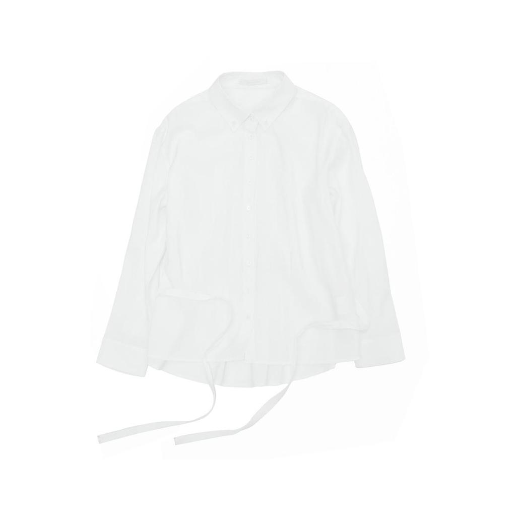 Spring Casual Lapel Modal Shirt with Lace-up for Women - Cloud-like, Solid Color