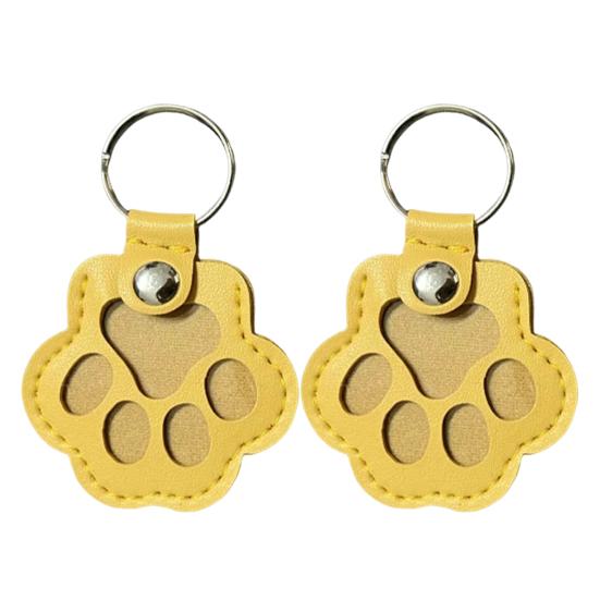Faux Leather Pet Memorial Keychain Paw Shaped Keepsake Key Chain Easy to Use Pet Hair Storage Bag Key Holder